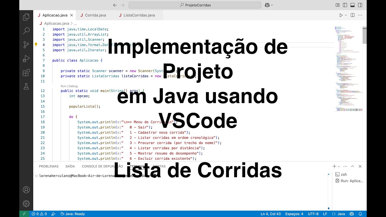 Implementação de Projeto em Java usando VSCode - Lista de Corridas ...