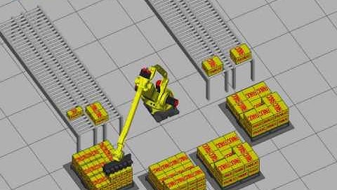 Fanuc Robot Box Palletizing 4 Pallets