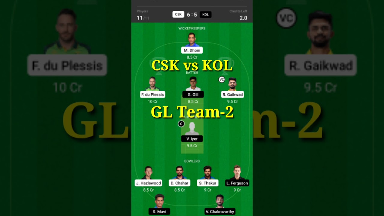 CSK vs KOL |GL Team-2