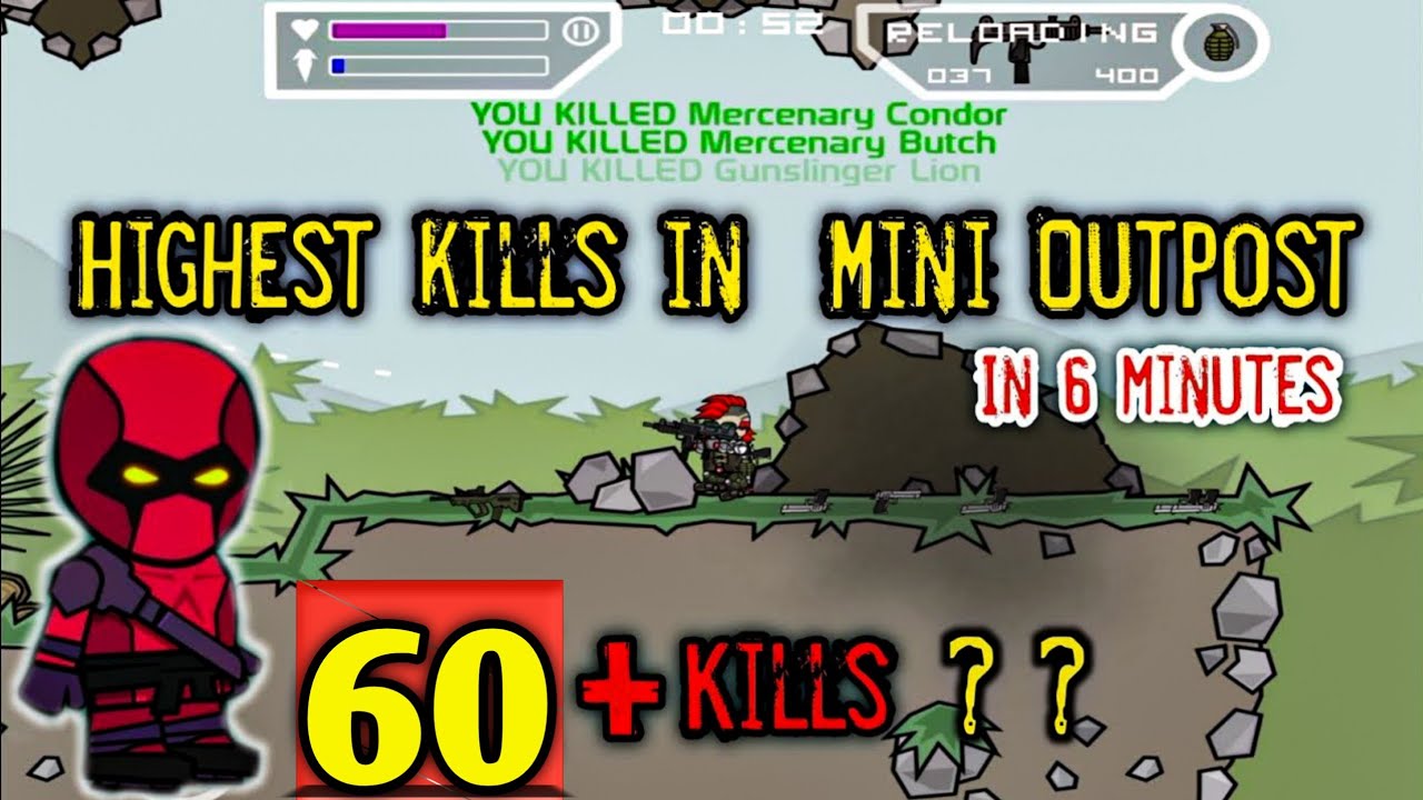 Highest kills in Mini Militia 60+ kills 😱😱 | Mini Outpost में सबसे ज्यादा Kills | Mini Gaming