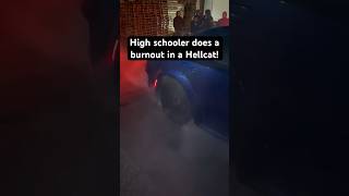 High schooler does burn out in Hellcat!￼ #hellcat #srt #burnout #donuts #smoke #redeye #scatpack #gm