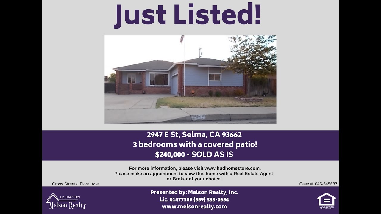 2947 E St, Selma HUD Home for Sale YouTube