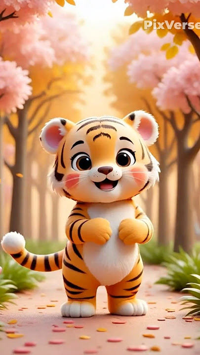 little tiger dance 🐯 #dance #funny #song #viral #folksong  #animalrescue #dudidudidam #aivideo #ai