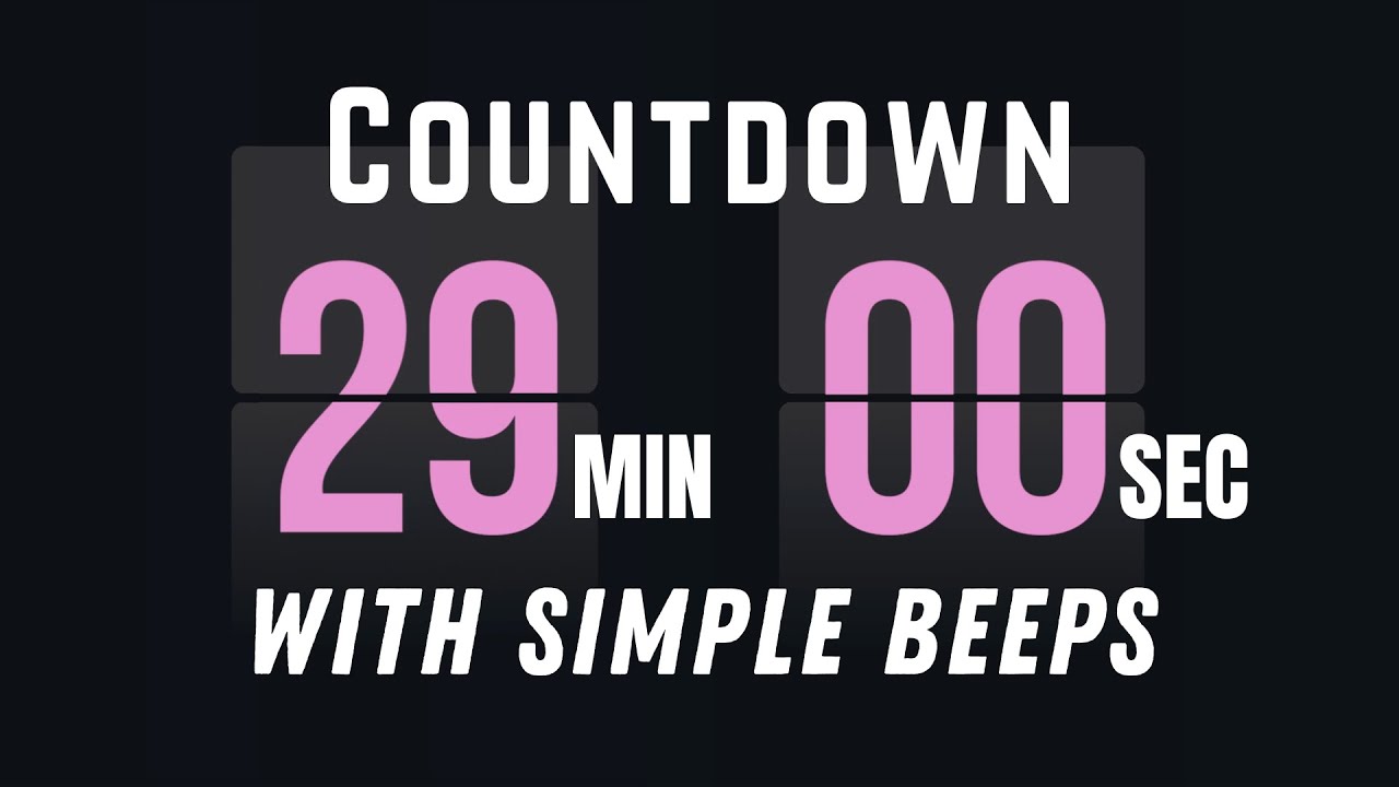 29-Min Flip Timer Countdown | Classic Flip Clock Sound + Beep Alerts (Start & Finish)