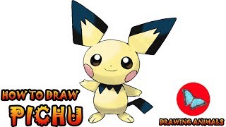 How To Draw Pichu Pokemon | Drawing Animals