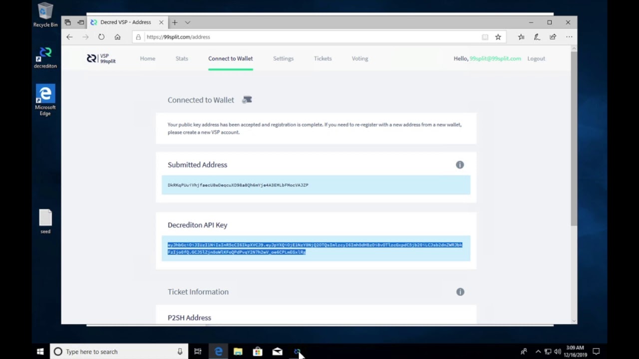How to add 99split to your decrediton wallet - YouTube