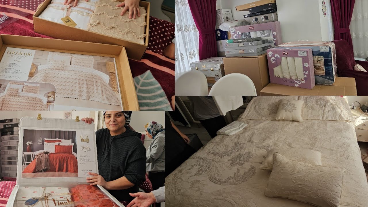 Çeyiz videosu part 2 /Sinemin çeyizinin yatak örtüsü takımları / bakalım neler aldık 🤭♥️