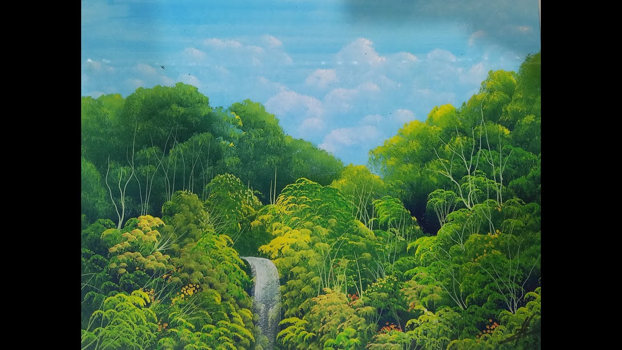 Melukis  bersama cikgu Ismail. Membaiki kesilapan pada lukisan dan melukis air terjun serta tumbuhan