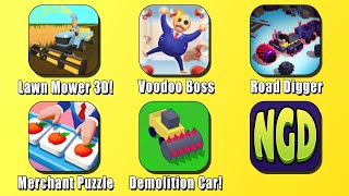 Lawn Mower 3D!, Voodoo Boss, Road Digger, Merchant Puzzle, Demolition Car! | New Games Daily
