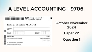 A Level Accounting October November 2024 Paper 22 9706/22 Question 1