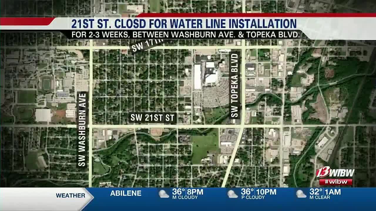 Water line installation to close portion of SW 21st St. in Topeka