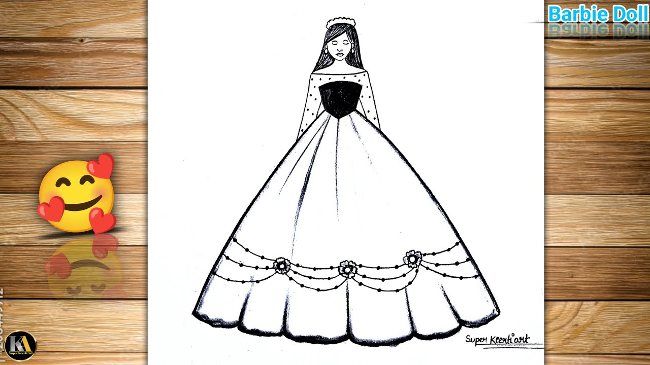 Barbie Doll Drawing | Girl Drawing | How to draw a Girl with beautiful dress | barbie drawing easy
