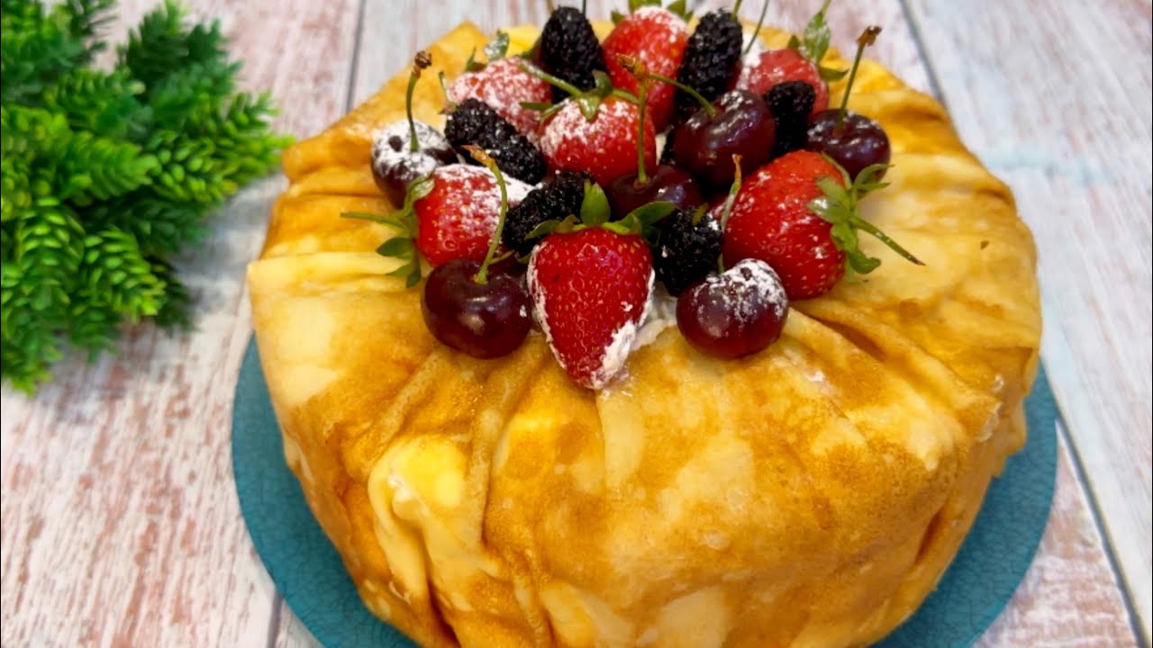 ♥️SUPER LƏZZƏTLİ,DONDURMA DADINDA MEYVƏLİ BLİNÇİK TORTU🤌👍 НЕРЕАЛЬНО ВКУСНЫЙ БЛИННЫЙ ТОРТ 🍰