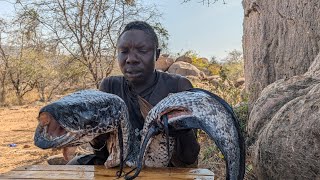 Chaba Cooks a Massive Fish in the Wild | Hadzabe Traditional Cooking 🐟🔥
