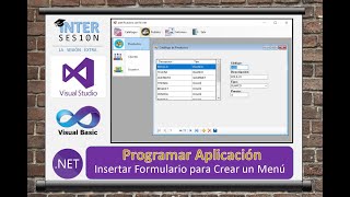 Visual Basic .NET #3 Menu, Insert and Program Main Options for the Application.