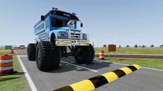 Trucks Cars Vs Massive Speed Bumps – Cars Vs Upside Down Speed Bump - BeamNG Drive