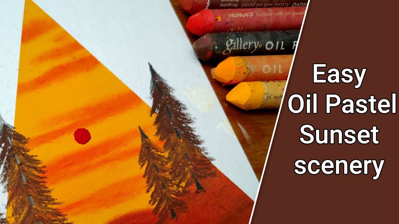 Oil Pastel Drawing #77 / Beautiful Sunset Scenery Drawing with Oil Pastels