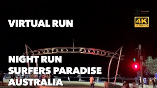 Night Run Surfers Paradise, Australia 30 Min Pov Treadmill Virtual Run Walk Ambient Sound