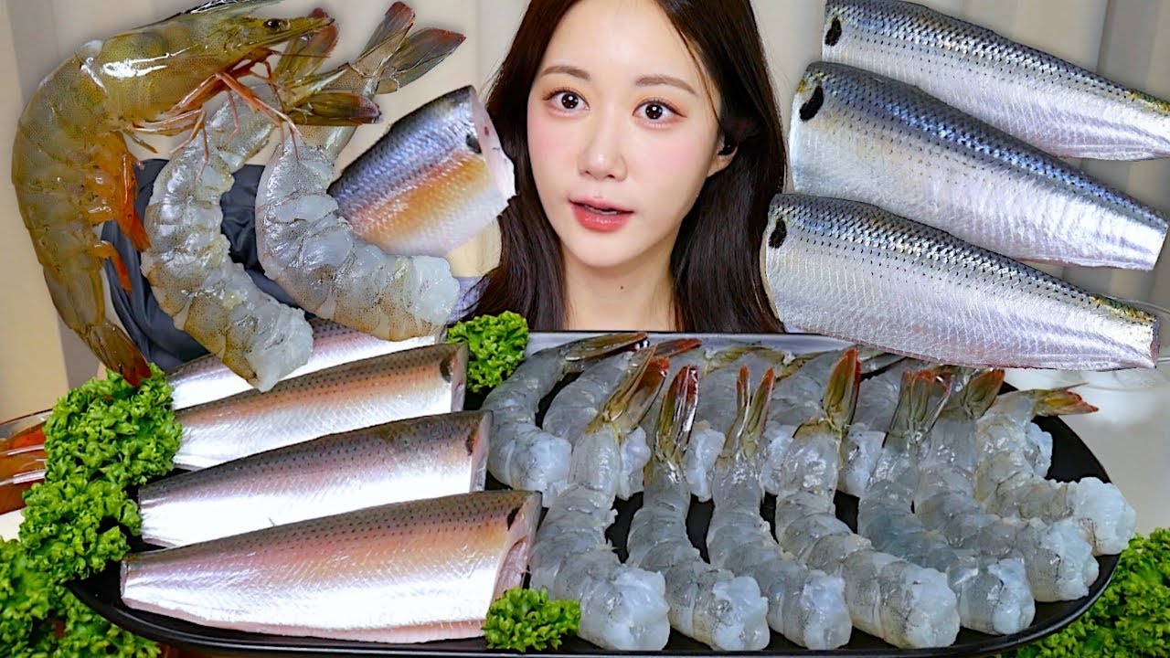 가을은 전어와 생새우의 계절🤍식감 깡패 통전어 생새우 먹방✨ 통전어 먹방 Dotted Gizzard Shad + Raw Shrimp コノシロ + 生エビ | Mukbang ASMR