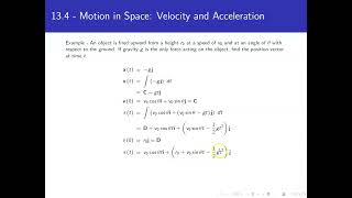 Motion in Space: Velocity and Acceleration Profile