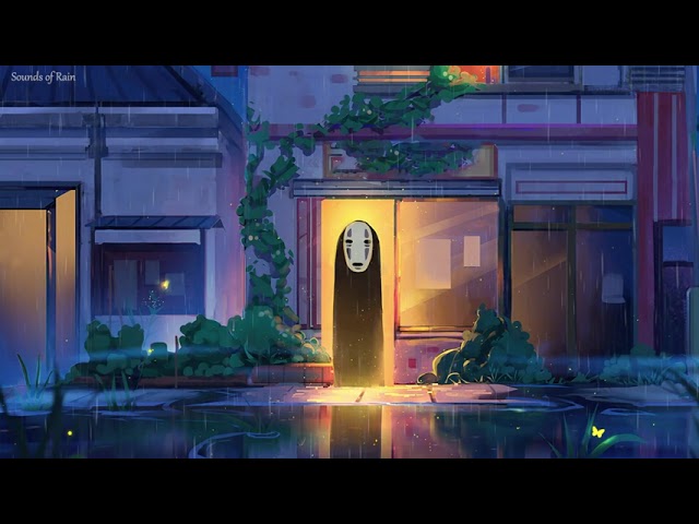 4 Hour Relaxing Studio Ghibli Music for Studying and Sleeping【BGM】+ Soft Rain Sound 🎵 class=