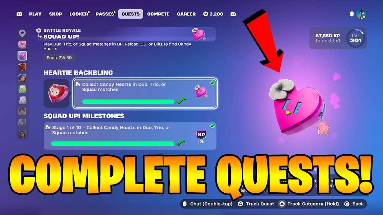 Как ЛЕГКО собирать конфетные сердечки в матчах вдвоем, втроем или в отряде в Fortnite Quest! (Игр...