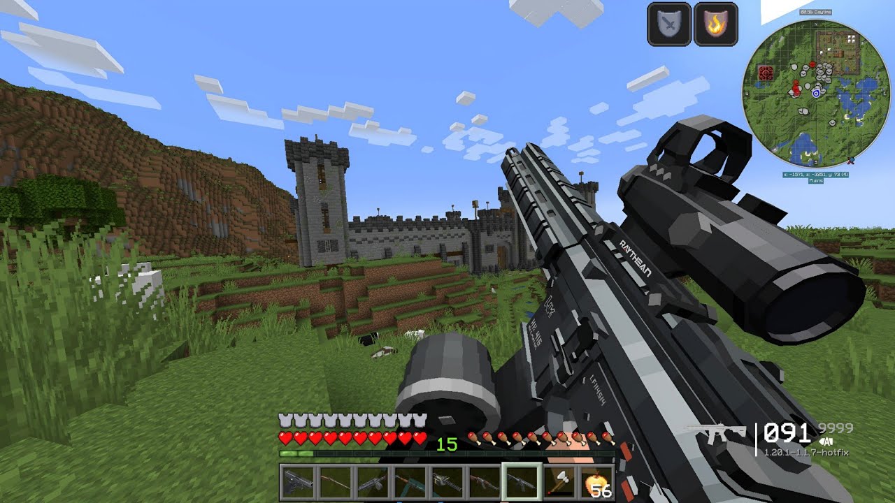 I DESTROYED a Pillager Bastle with MODERN WEAPONS in Minecraft! 💥😱