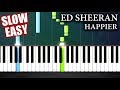 Ed Sheeran - Happier - SLOW EASY Piano Tutorial by PlutaX