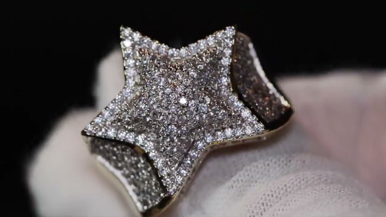 Silver Iced out ring | Diamond Star Ring | Mens Iced Out Ring | Star ring | Iced Out Star Ring