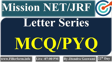 #22 Letter Series MCQ and PYQ | Mission JRF with Jitendra Goswami| Coding and Decoding MCQ Question