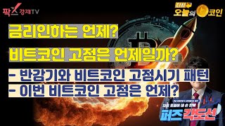 금리인하는 언제?/  비트코인 고점은 언제일까?/  반감기와 비트코인 고점시기 패턴 / 이번 비트코인 고점은 언제? / 퍼즈각도선