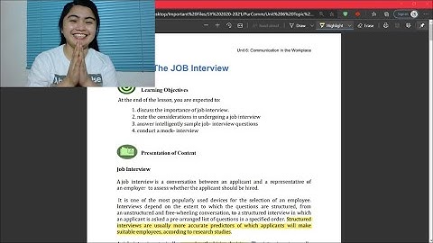 (Purposive Communication) Unit 6: Topic 4 - The JOB Interview