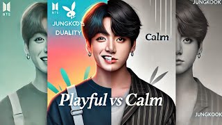 'Jungkook’s duality: Playful vs Calm! Which side do you love more? 💜🔥 #BTS #Jungkook #Duality'
