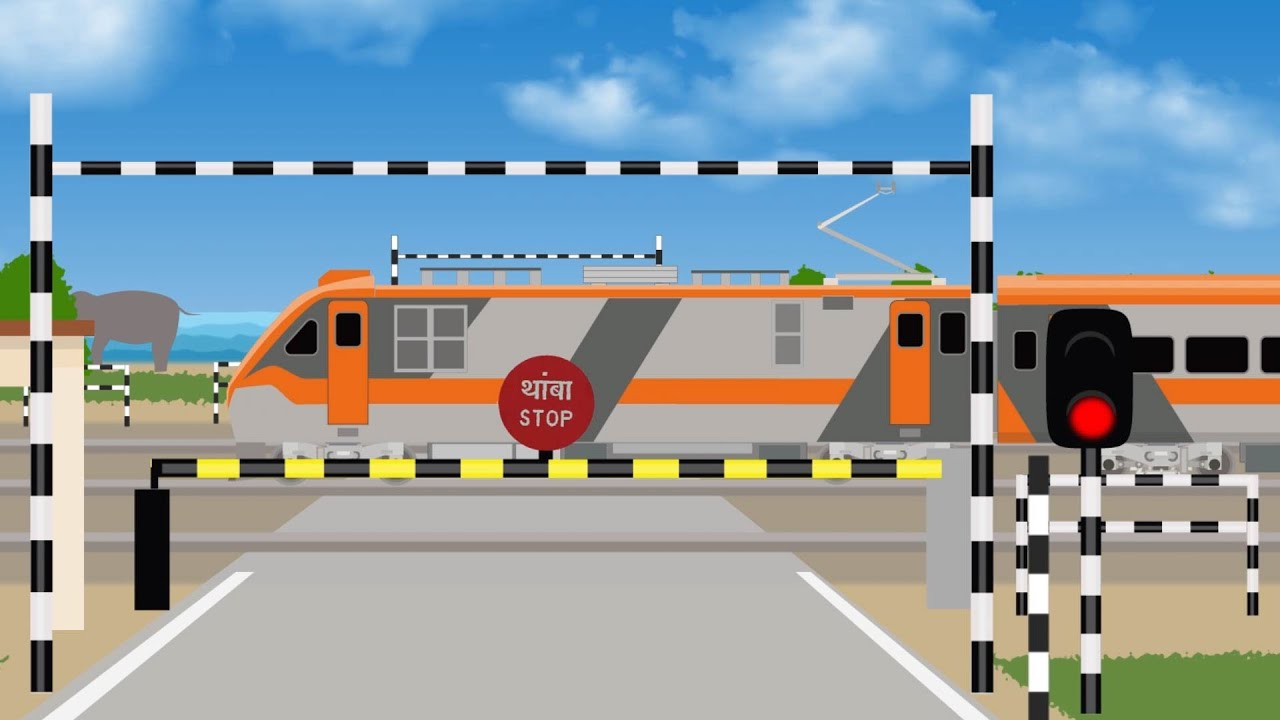Indian Railroad Crossing anime  रेलरोड क्रॉसिंग　インドの踏切アニメ、アップデート動画