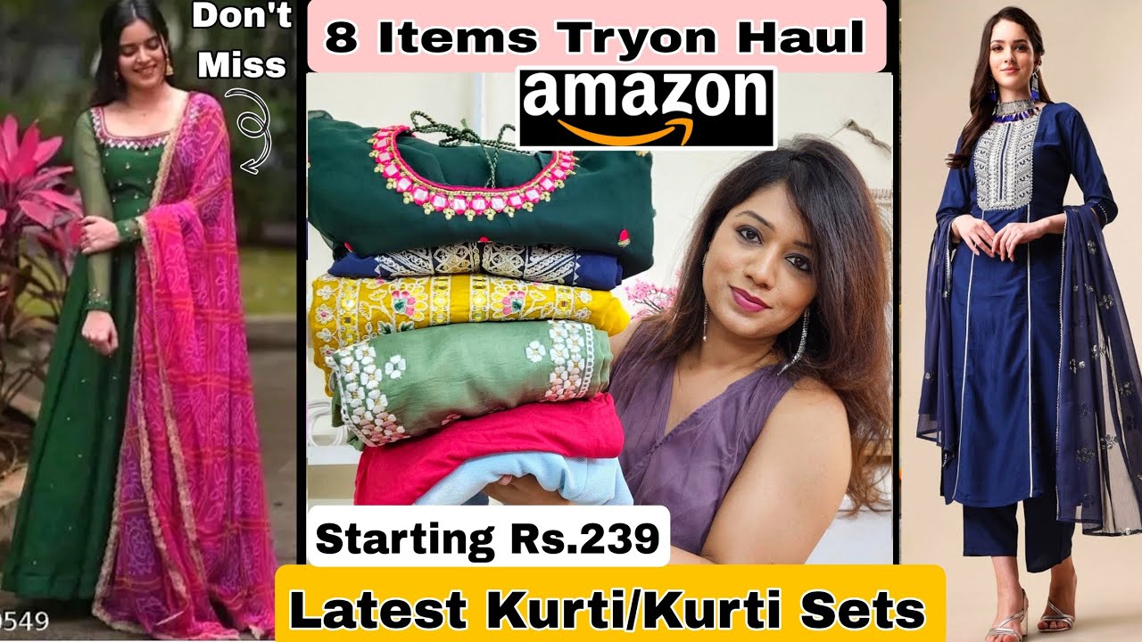 😃 Amazon Kurti/Kurti Set Haul Starting Rs.393| Amazon Partywear Kurtis,Perfumes  etc❤️l Amazon Haul - YouTube