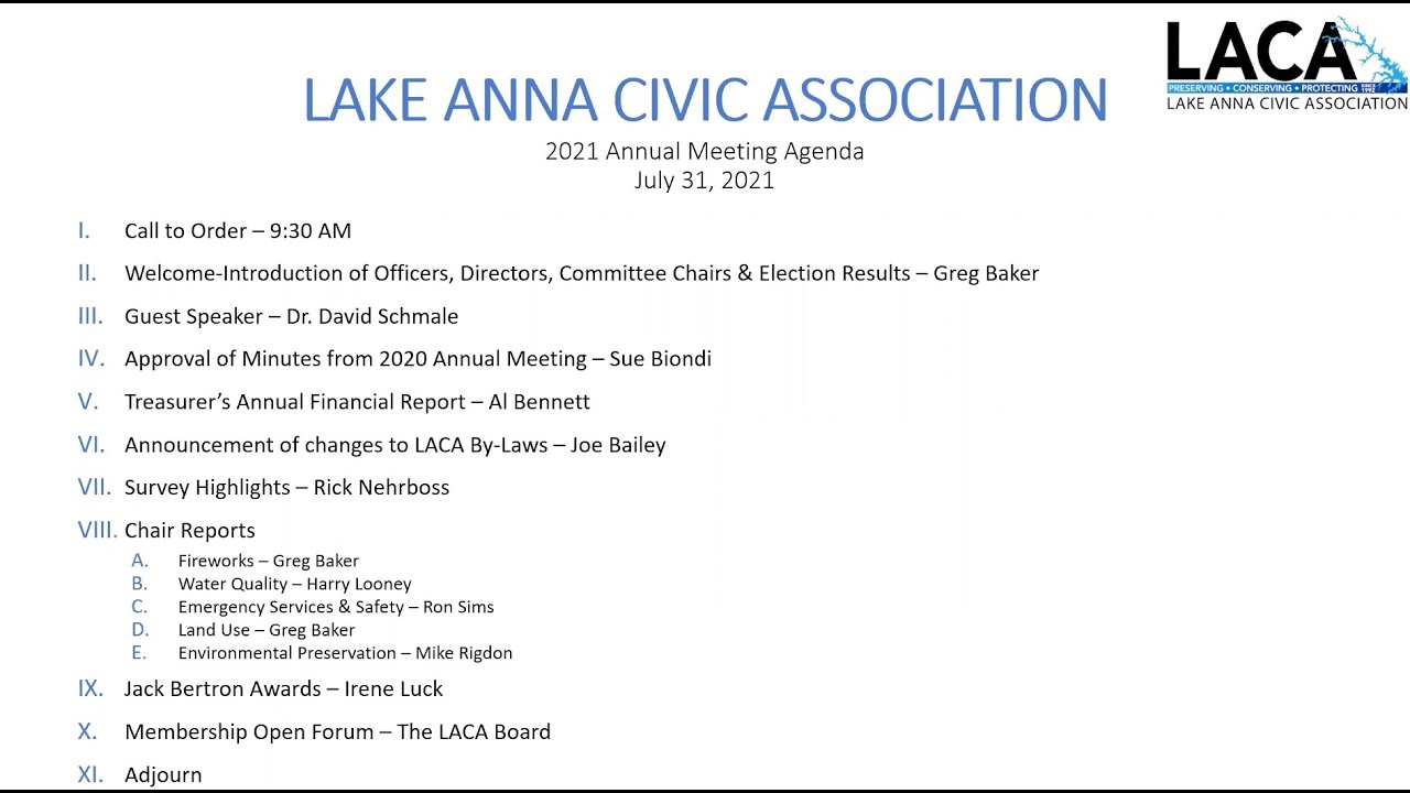 2021 LACA Anual Meeting Recording