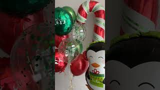 Сет Шаров С Гелием В Красном И Зеленом Цвете С Пингвином И Тростью-Леденцом