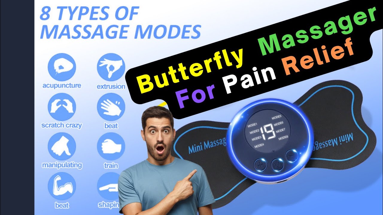 butterfly vibrating body massager *Body Massager Machine for Pain Relief Wireless Vibrating Massager 8 Mode  19 Strength Level EMS Massager Mini Massager Butterfly Massager for  Shoulder Legs Massage Neck Massager Back Massager* main image 1