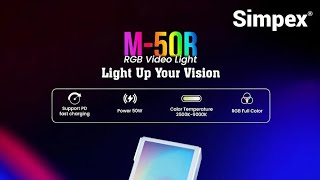 Simpex m50r 50w RGB CCT SFX led panel with inbuilt battery for filmmaking product wedding 