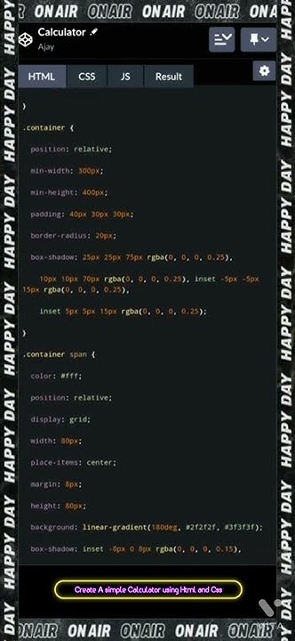 Create A simple Calculator using Html and Css - YouTube