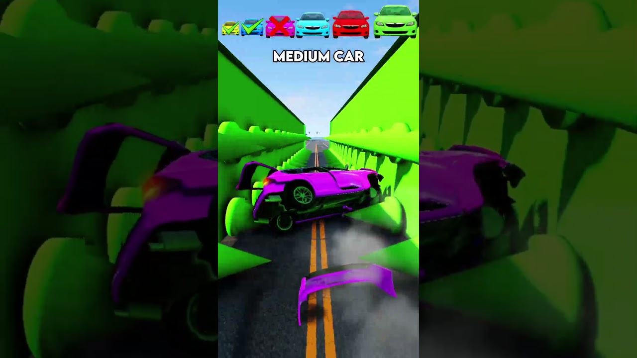 Big & Small Cars Vs Narrow Spikes - BeamNG.Drive