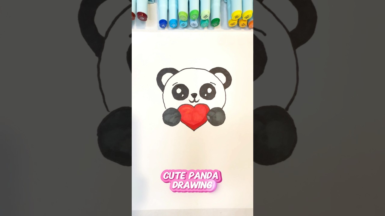 Cute Panda Drawing and Coloring Video for Kids | Valentine’s Day Drawing for Children 