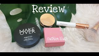 Review Esqa Radiant Cushion Blush , Freeze Brow Mascara, MAKEOVER Powerstay Demi-Matte Cover Cushion