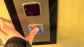 2013 ThyssenKrupp EVOLUTION BLUE MRL traction elevator @ Lund train station, track 1, Sweden.