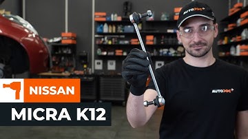 How to change front anti roll bar link on NISSAN MICRA K12 [TUTORIAL AUTODOC]