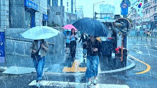 서울 타임스퀘어에 많은 비가 내렸어요. 폭우. 장대비. 가을비. 빗소리. 힐링. 수면유도. rain ASMR. heavy rain. rain walk seoul