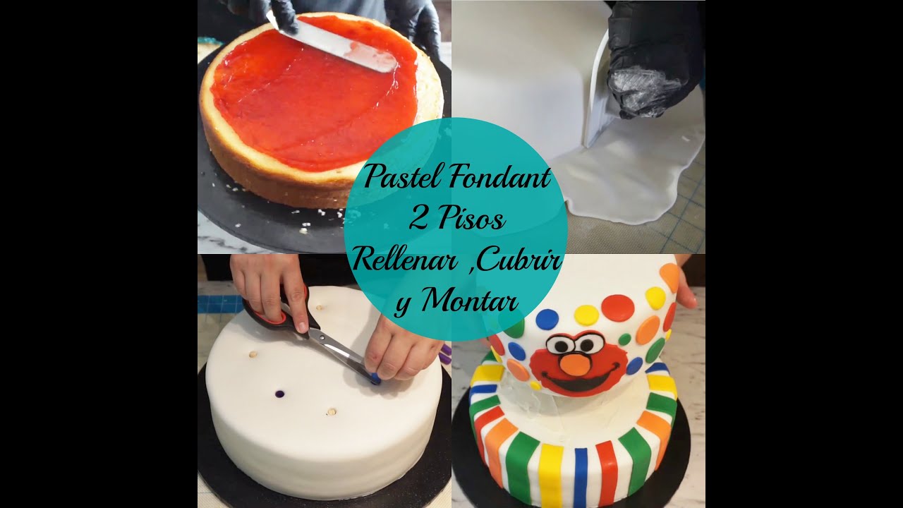 Pastel Fondant 2 Pisos Como Rellenar ,Cubrir y Montar - YouTube