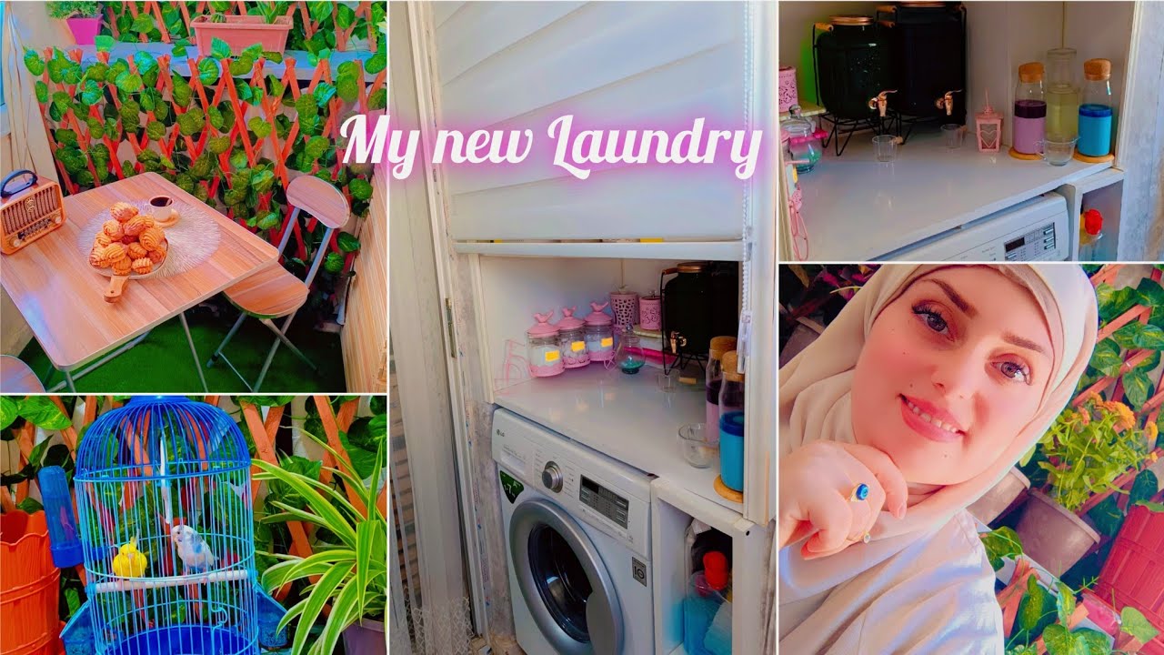 My new Laundry/خدمت بيت الغسيل في سكنات عدل/ علاج فقر الدم/ بلاكار في البالكون لملي كل شيء خدمت وحدي