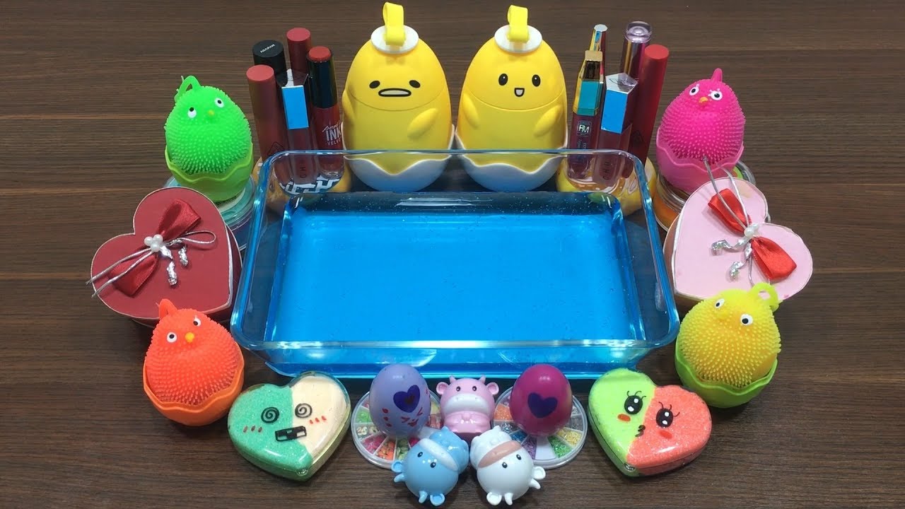 Mixing Makeup and Clay into Clear Slime !!! Slimesmoothie Relaxing Satisfying Slime Videos