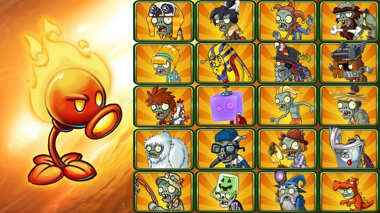 Plants vs Zombies 2 - Lanzaguisante de Fuego vs Todos los Zombis - YouTube